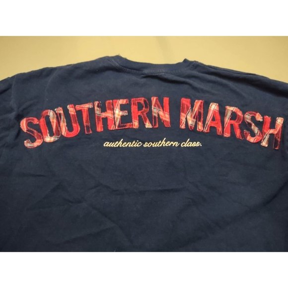 Southern Marsh Womens long sleeve Navy/Red plaid pocket SZ S - Picture 4 of 7